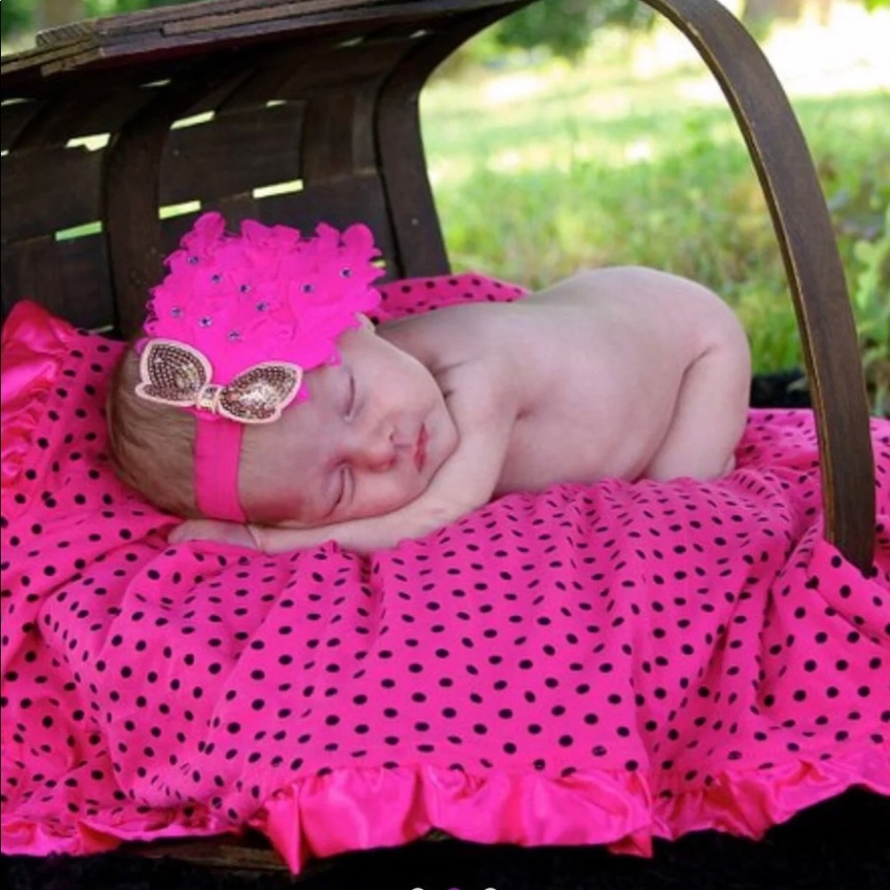 Hot Pink Rhinestone Feather Headband